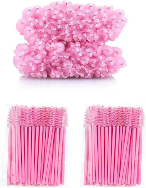 CNKESS Wimpern- und Augenbrauenpinsel, 100 Stück, Pink, Einweg - Bild 1