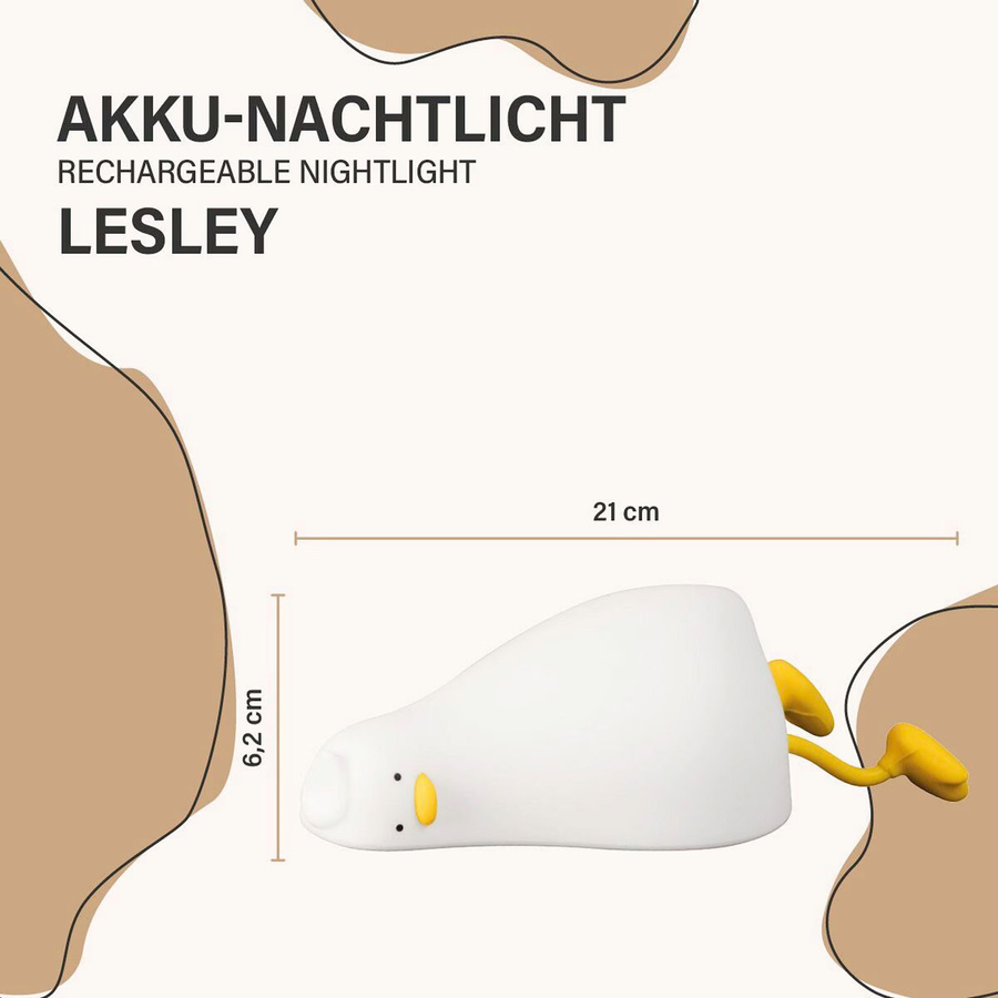 FH Lighting Nachtlicht Ente Lesley aus Silikon in Weiß mit LED, Dimmer und Timer für das Kinderzimmer - Bild 2