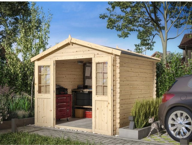 Woodtex Gartenhaus Blockbohlenhaus CA2874 in Braun, B/T/H: 280 x 230 x 225 cm, 28 mm Bohlenstärke - Bild 1