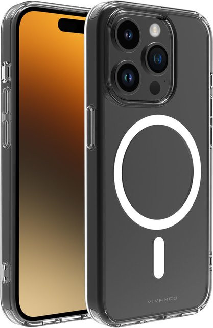 Vivanco Mag Steady Anti Shock Cover für iPhone 15 Pro Max, transparente Handyhülle mit Magnetic Wireless Charging Support - Bild 1