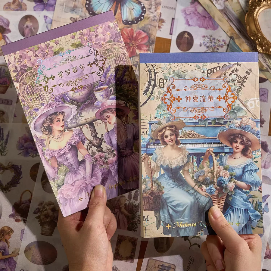 Leaffei Historische Figuren Aufkleberbuch mit 50 mittelalterlichen Mark-Kollektion Aufklebern im europäischen Stil für Scrapbook-Dekorationen, Mehrfarbig - Bild 3
