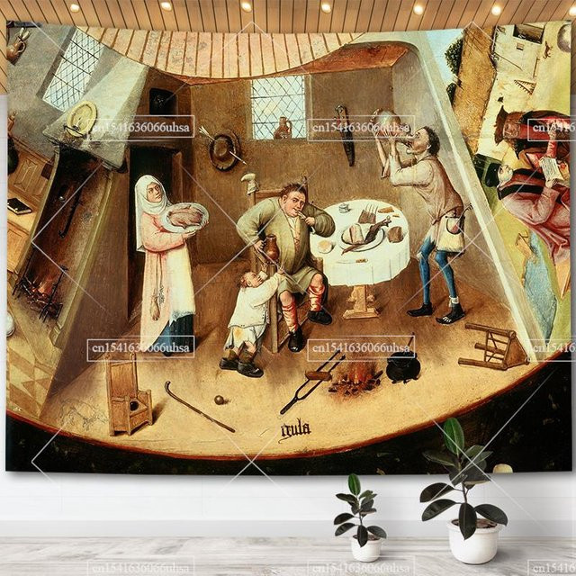 Hieronymus Bosch Garten der Lüste Wandteppich Retro Wandkunst Dekoration B: 350 cm, H: 180 cm von JMG Household Supplies - Bild 1