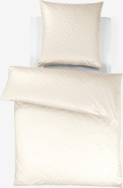 Joop Bettwäsche Cornflower aus Mako-Satin in Natur mit floralem Design, Weiß und Beige - Bild 1