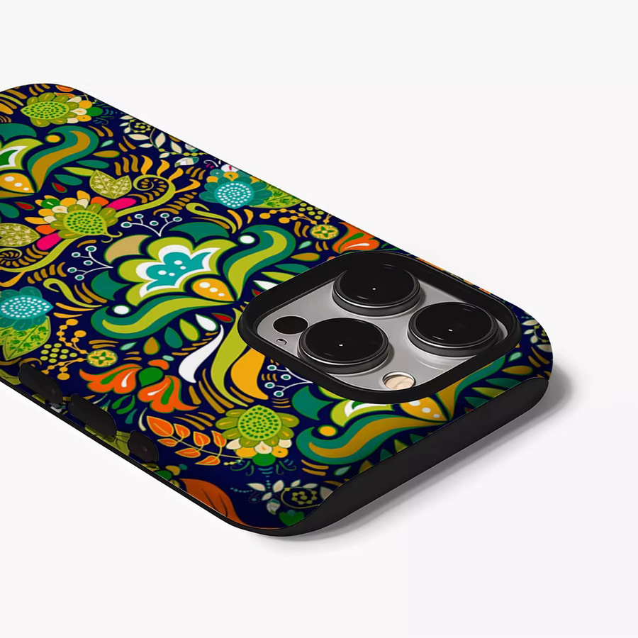 Potdemiel Handyhülle Tribal Green Bloom für iPhone 17 16 15 14 13 Pro Max Plus mit doppelschichtiger Rückseite in Grün Multicolour - Bild 3