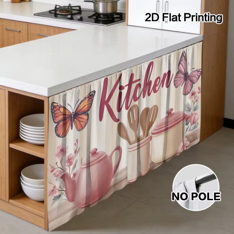 VIKAMA Küchenschrank-Dekorationsvorhang mit floralem Blumenmuster in Multicolour - Bild 3