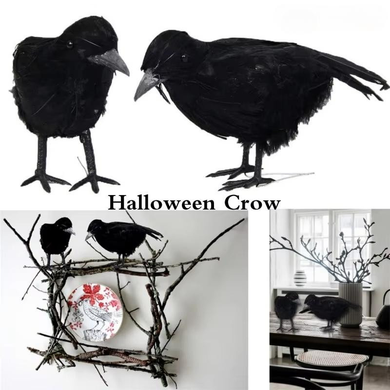 3er Set Halloween Krähen als Deko-Requisiten in Schwarz - Bild 2