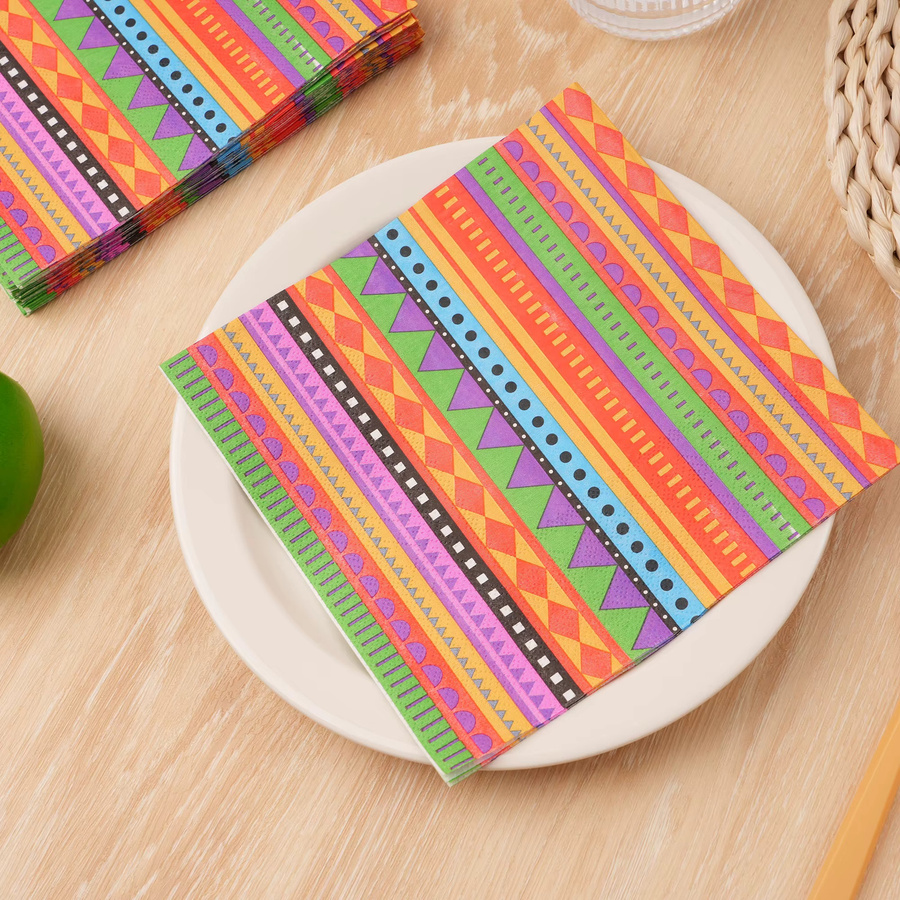 20 Stück Papierservietten mit ethnischem geometrischem Streifenmuster in Multicolour für Picknick und Bastelarbeiten - Bild 2