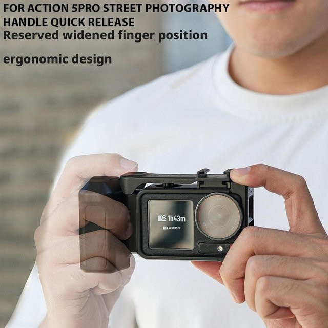 DJI Street Grip Kit Käfig für Osmo Action 5 Pro, 4 und 3 in Schwarz mit Schnell-Release-Mount und Kaltgewindebuchse - Bild 1