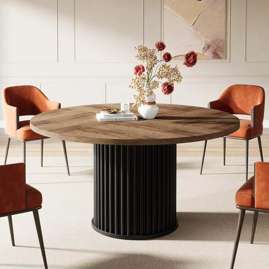 LITTLE TREE Runder Esstisch aus Holz in Braun für 4-6 Personen, Moderner Küchentisch im Landhausstil - Bild 2