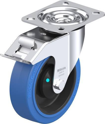 Blickle Lenkrolle LE-POEV 125KAD-FI-SB mit Feststeller in Schwarz-Blau, Rad-Durchmesser: 125 mm, Tragfähigkeit: 150 kg - Bild 1