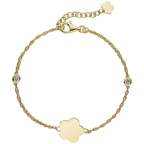 Colfem Armband Blume, 925 Silber, gold vergoldet, 2 Zirkonia, 22 cm - Bild 1