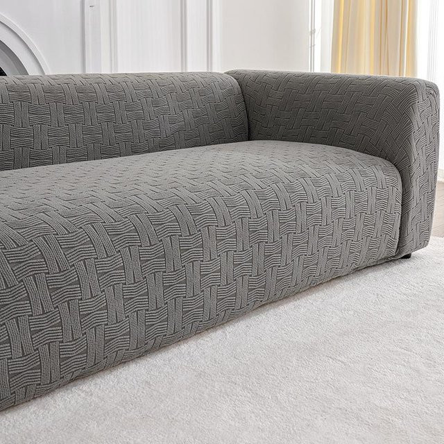 Universal Stretch Sofabezug in Grau mit Grafikmuster für Sofas von 90 bis 140 cm Breite - Bild 1