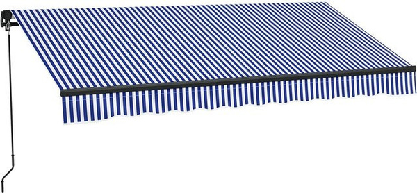 Outsunny Balkonmarkise aus Polyester und Aluminium in Blau-Weiß mit Handkurbel, B: 295 cm, H: 247 cm, T: 23 cm