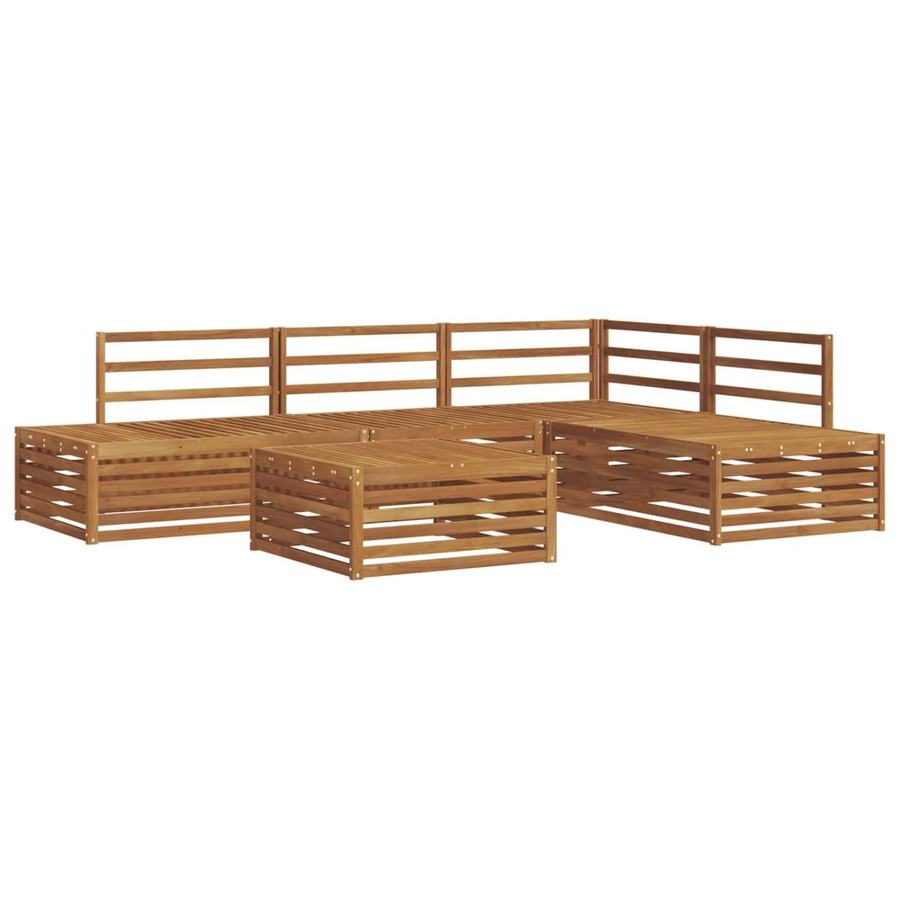 vidaXL Outdoor-Sofagarnitur aus Massivholz Akazie in Natur Braun, 5-teiliges L-Shape Set mit Tisch und Armlehnen - Bild 2