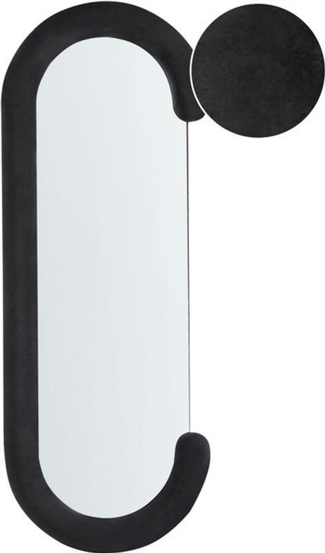 Beliani Wandspiegel Schwarz mit Samtstoff Rahmen in unregelmäßiger C-Form, Modernes Design, B: 54 cm, H: 158 cm - Bild 1