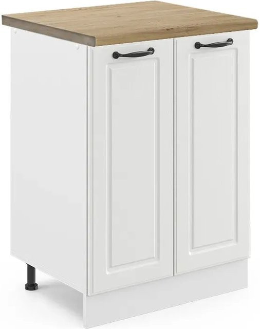 Vicco Küchenunterschrank R-Line in Weiß und Eiche im Landhausstil, B/T/H: 60 x 60 x 81,6 cm - Bild 1
