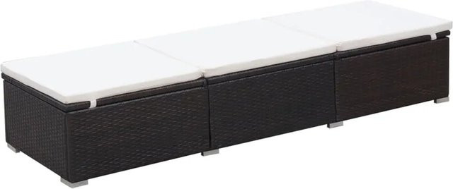 Furnicato Sonnenliege aus braunem Poly Rattan mit wetterfester Auflage und pulverbeschichtetem Stahlgestell - Bild 1
