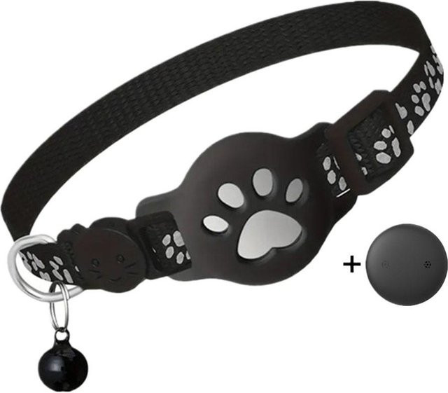 NadiaJo02 Smart GPS Tracker Halsband für Katzen und Hunde, wasserdicht und reflektierend, Farbe: Schwarz - Bild 1
