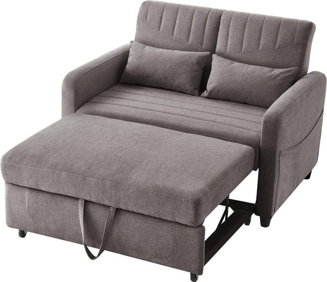 Merax Schlafsofa 2 Sitzer ausziehbar in Grau mit verstellbarer Sitztiefe und Polsterung - Bild 1