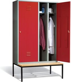 C+P Spind Classic mit Türen, Front Rubinrot, Korpus Lichtgrau, Gestell Schwarzgrau, H x B x T: 209 x 119 x 81,5 cm - Bild 1