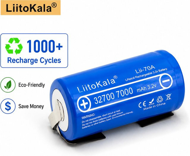 LiitoKala 32700 Lithium-Eisenphosphat-Akku Lii-70A, 3,2V, 7000mAh, Blau - Bild 1