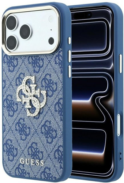Guess Handyhülle für Apple iPhone 18 Pro und iPhone 17 Pro mit 4G Big Strass Logo in Blau - Bild 1