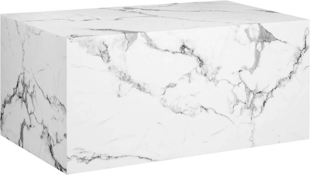 Couchtisch tectake Lasley in Weiß mit Marmoroptik, minimalistisches Design aus MDF, B/T/H: 90 x 50 x 40 cm - Bild 1
