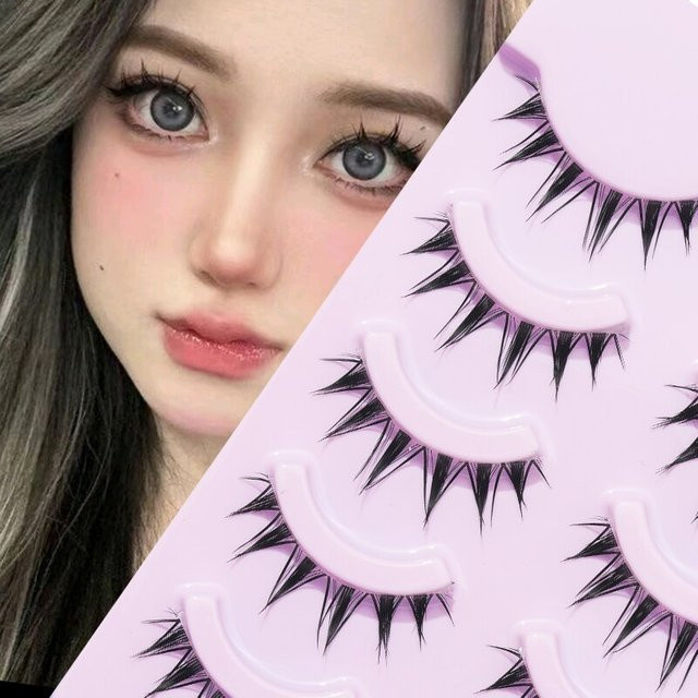Manga Auge falsche Wimpern, Schwarz, 5 Paar, Unisex - Bild 1
