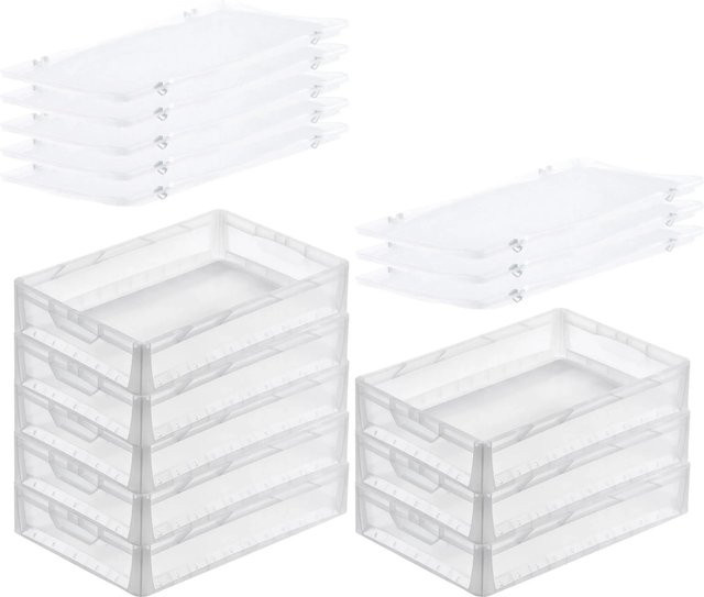 PROREGAL SuperSparSet 8x Transparente Eurobehälter LightLine Eurobox mit Offenem Griff und Scharnierdeckel, H x B x T: 12 x 40 x 60 cm, 24 Liter - Bild 1