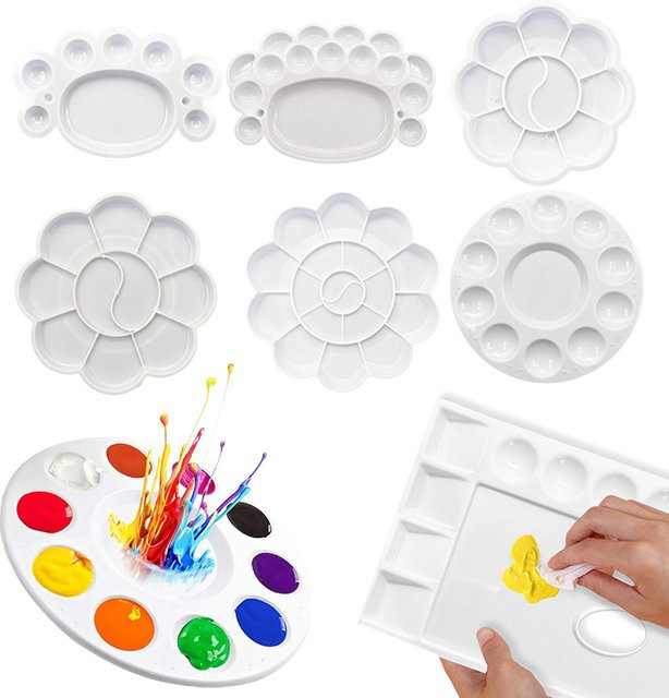 ZYF Malpalette aus Kunststoff mit 11 Formen in Weiß für Aquarell- und Ölmalerei - Bild 1