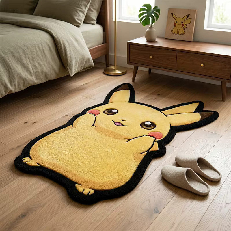 Bandai Pikachu Plüsch-Teppich Gelb Weiche Bodenmatte für Kinderzimmer und Wohnzimmer - Bild 2