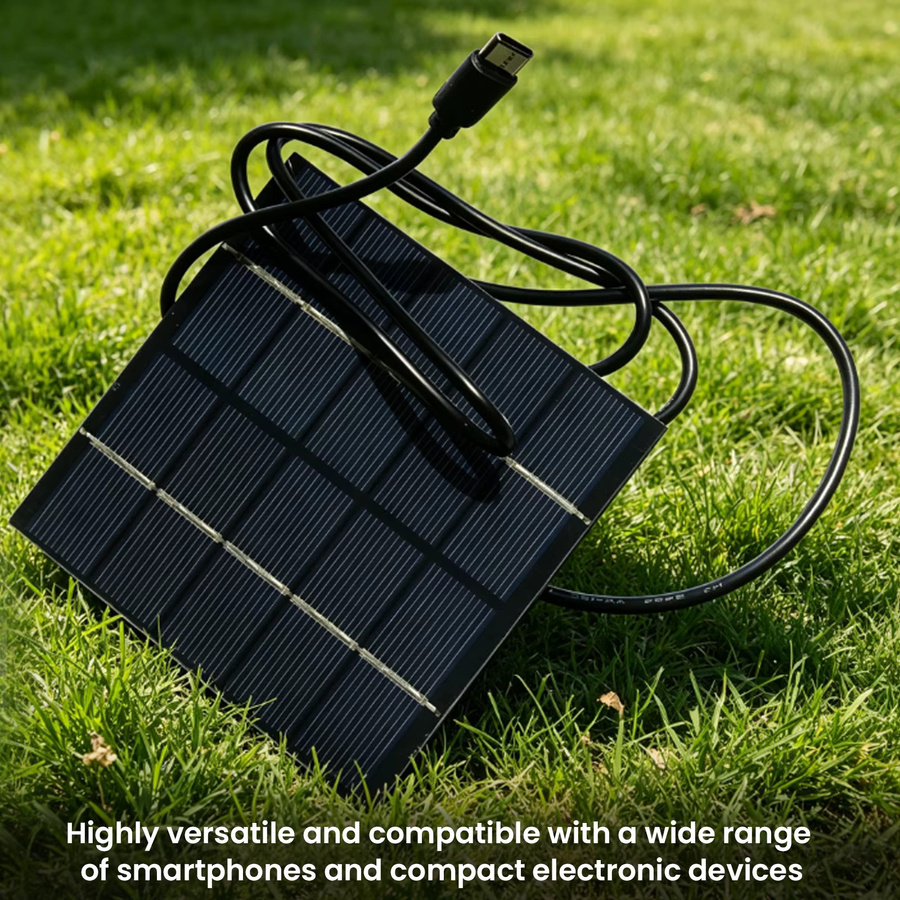 APWIKOGER Solar-Ladepanel mit Typ-C-Ausgang, 1,5 W 5 V polykristallines Solarpanel mit 1 m USB-Kabel für Smartphones, Powerbanks und Tablets - Bild 2