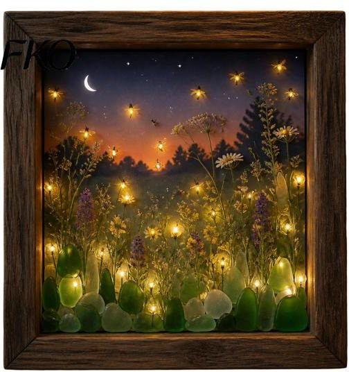 Novahub LED-Fotorahmen mit Wüstenlandschaft als Wanddeko und Nachttischlampe aus Holz in Multicolour - Bild 1