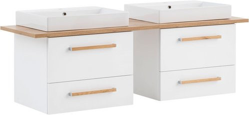 Schildmeyer Waschtisch Duo aus Sanitärkeramik mit 2 Becken, Farbe: Weiss, B/H: 165,2 x 61,5 cm - Bild 1