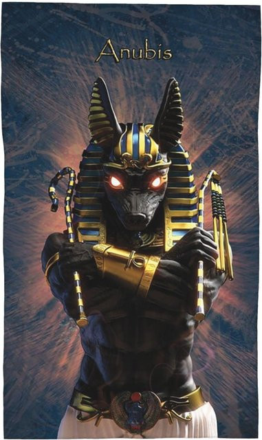 Atmungsaktives Baumwollhandtuch mit Anubis Motiv aus Ägypten, schnelltrocknend, B: 40 cm, H: 60 cm - Bild 1