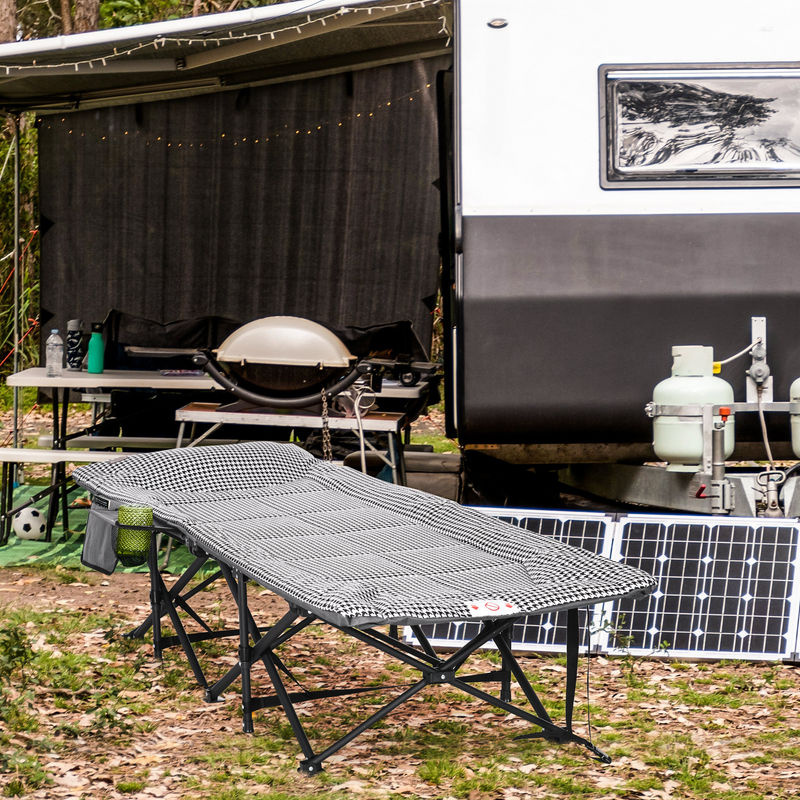 Outsunny Feldbett Campingbett mit Tasche und Becherhalter, schwarz, B/T/H: 68 x 186 x 48 cm - Bild 2