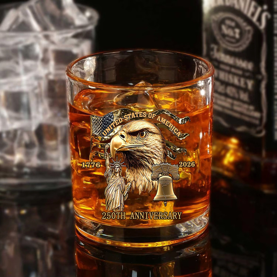 YWDL Amerika 250th Anniversary Whiskyglas Tumbler aus Glas, Transparent, 325 ml - Bild 3