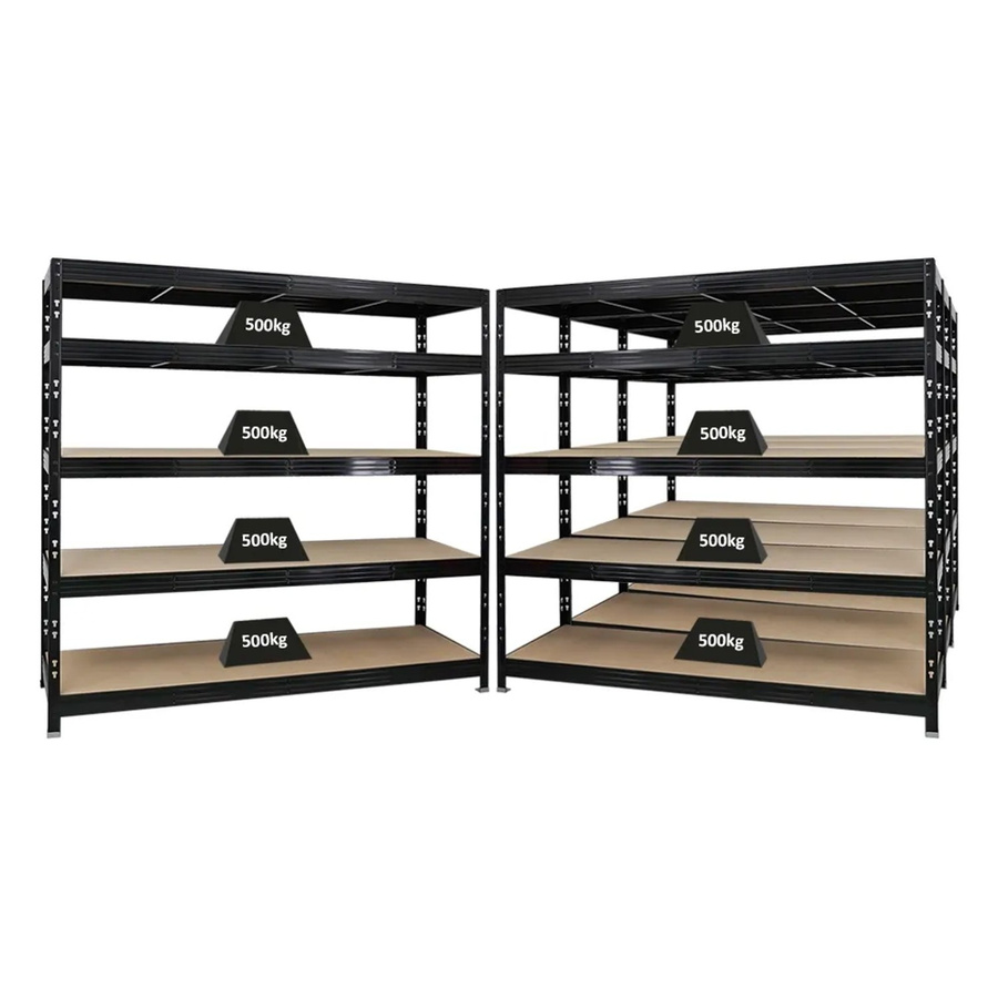 4er Set PROREGAL Rhino Profi Schwerlastregal Schwarz mit 5 verstellbaren Ebenen aus Spanplatten, H x B x T: 180 x 200 x 60 cm - Bild 2