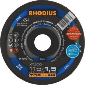 RHODIUS TOPline XT200 EXTENDED Extradünne Trennscheibe für Metall, Durchmesser: 115 mm, Dicke: 1,5 mm, Bohrung: 22,23 mm - Bild 1