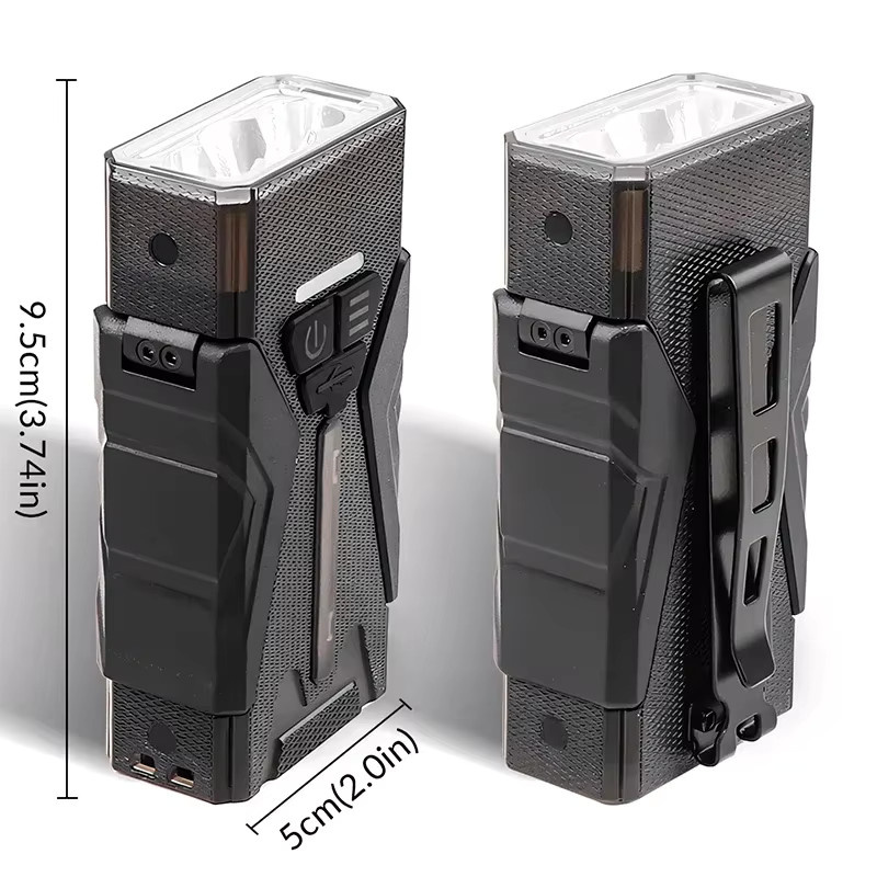 JIASHUAIXIN Wiederaufladbare Mini LED Schlüsselanhänger Taschenlampe in Schwarz mit RGB-Funktion für den Außenbereich - Bild 2