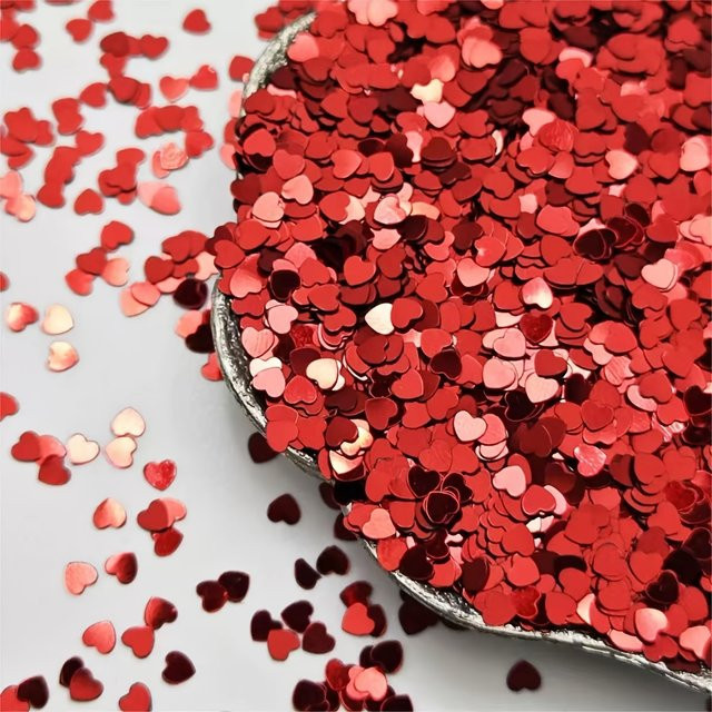 DUTRIEUX Rote Herz-Konfetti aus glänzender Folie, 5000 Stück Metallische PVC-Tischdekoration und Ballonfüller für Valentinstag und Hochzeiten - Bild 1