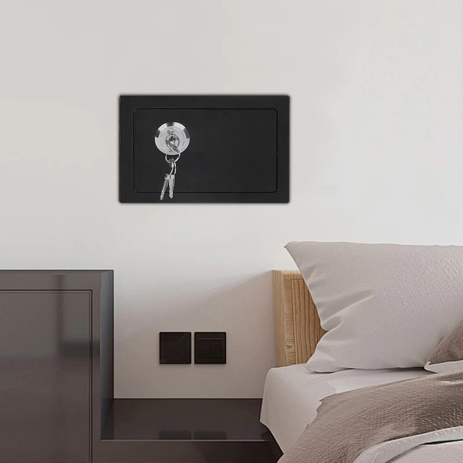 Sicherheitssafe aus Stahl in Schwarz mit 4,6 l Volumen, abschließbare Wandmontage-Kassenbox mit Filzfutter, B/H/T: 23,0 x 17,0 x 17,0 cm - Bild 4