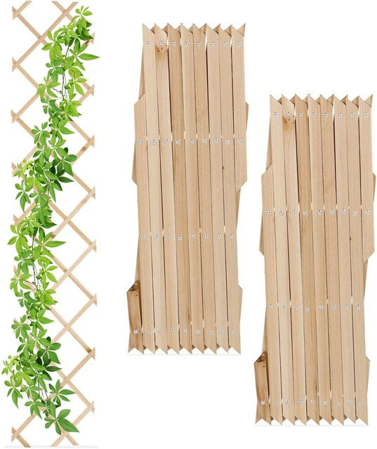 Relaxdays Rankgitter aus Tannenholz in Natur, ausziehbar, 3er Set, Höhe: 180 cm, Breite: 30 cm, Tiefe: 1,5 cm - Bild 1
