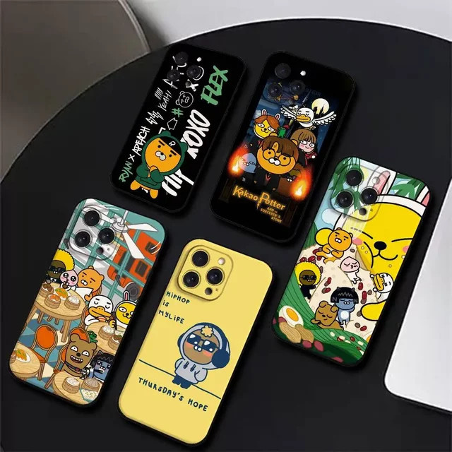K-KAKAOS F-FRIEND Handyhülle aus schwarzem Silikon für iPhone Modelle, Schwarz - Bild 1