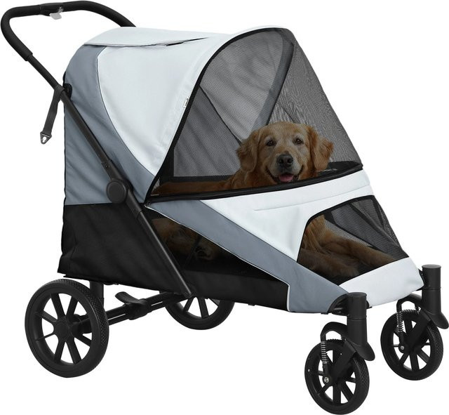 PawHut Hundewagen aus grauem Polyester und Stahl, B/T/H: 67 x 124 x 100 cm - Bild 1
