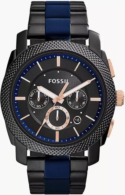 Fossil Chronograph, Quarz, Edelstahl, Schwarz, Herren - Bild 1