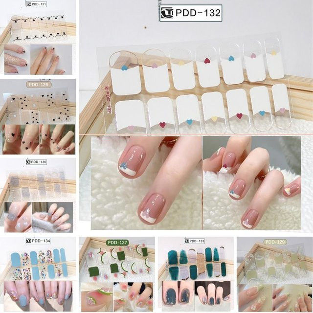 Gel Nagel Aufkleber Floristische Nail Art, Glänzend, 14 Streifen - Bild 1