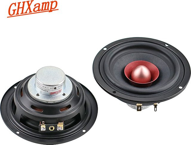 GHXAMP 4 Zoll HIFI Breitband-Lautsprechereinheit DIY, 25W, 4 Ohm, Neodym-Eisen-Bor mit Baumwoll-Hanffaser, Schwarz, 2 Stück - Bild 1