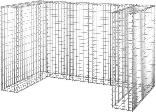DELUKE Gabionen Mülltonnenbox ESOL Mülltonnenverkleidung für 2 Tonnen aus verzinktem Stahl, Farbe: Silber, B/T/H: 110 x 180 x 100 cm - Bild 1