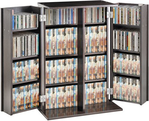 VEVOR Media Storage Cabinet in Espresso Braun mit Türen und Regalen zur Aufbewahrung von bis zu 576 CDs, DVDs und Videospielen, freistehend und mit verstellbaren Regalböden - Bild 1